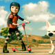 Miley Cyrus and John Travolta’s characters in Bolt. Image: Disney